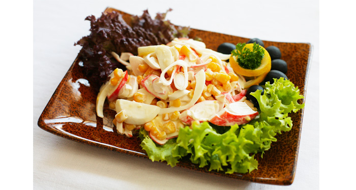 Заказть салат крабовый евпатория, салаты из ресторана. доставка из ресторана салаты, меню корейского дворика